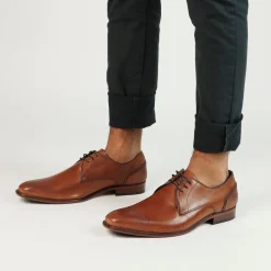 Manfield Cognac veterschoenen^Heren Veterschoenen