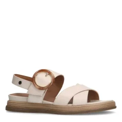 No Stress Créme witte leren plateau sandalen met gesp^DAMES Sandalen