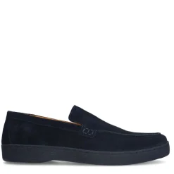 Manfield Donker blauwe suède loafers^Heren Loafers