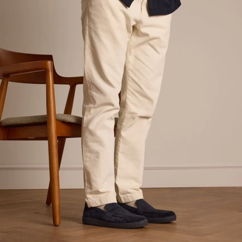 Manfield Donker blauwe suède loafers^Heren Loafers