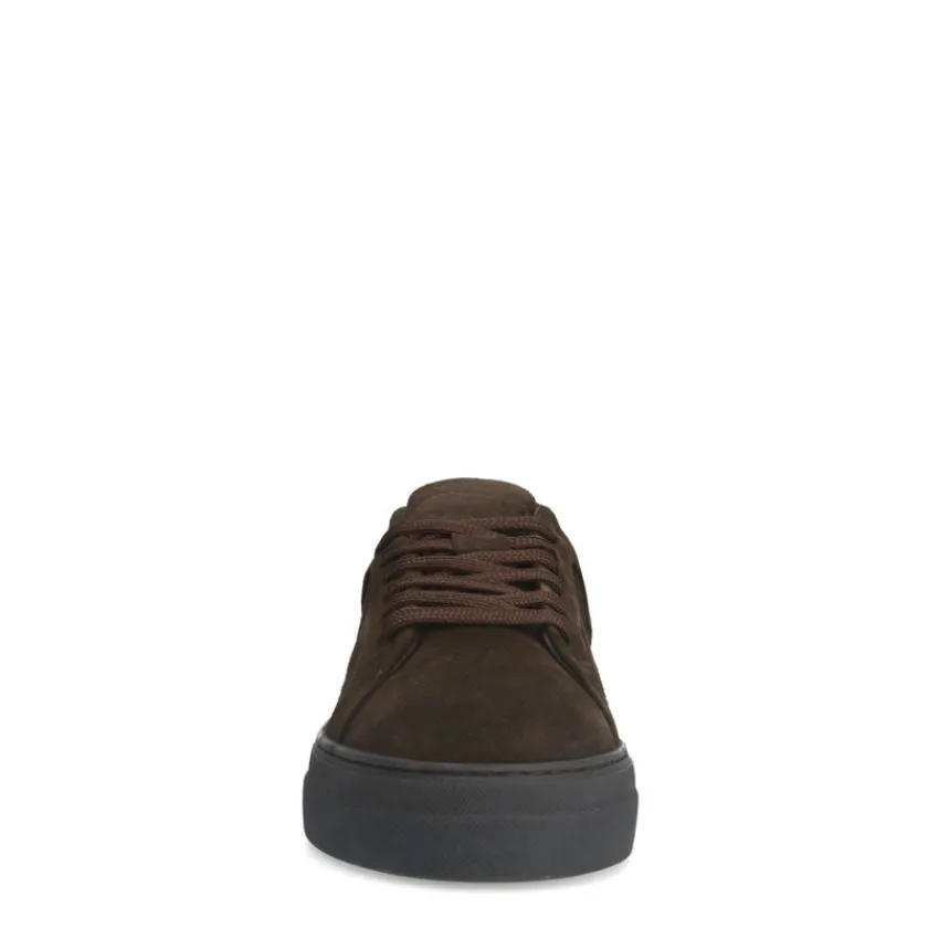 Manfield Donker bruine suède sneakers^Heren Sneakers
