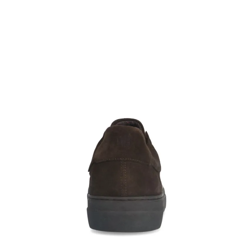 Manfield Donker bruine suède sneakers^Heren Sneakers