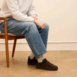 Manfield Donker bruine suède sneakers^Heren Sneakers