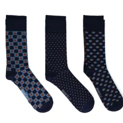 Manfield Donkerblauwe 3 pack sokken^ Sokken