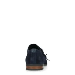 Manfield Donkerblauwe gespschoenen van suède^Heren Gespschoenen
