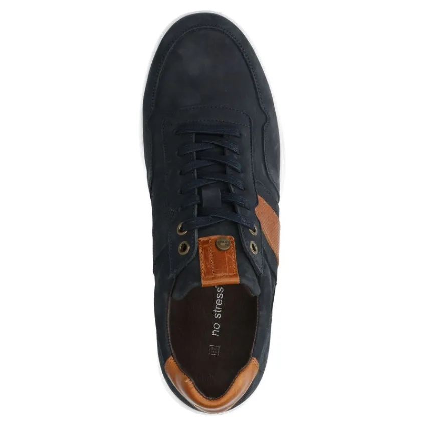 No Stress Donkerblauwe lage sneakers^Heren Sneakers