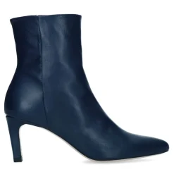 Manfield Donkerblauwe leren enkellaarsjes met hak^DAMES Enkellaarsjes