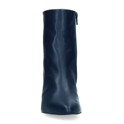 Manfield Donkerblauwe leren enkellaarsjes met hak^DAMES Enkellaarsjes