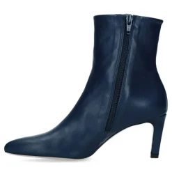 Manfield Donkerblauwe leren enkellaarsjes met hak^DAMES Enkellaarsjes