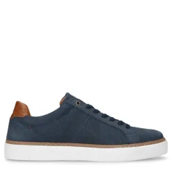 No Stress Donkerblauwe nubuck sneakers^Heren Sneakers