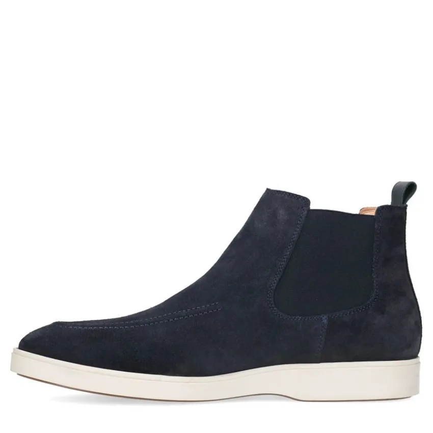 Manfield Donkerblauwe suède chelsea boots^Heren Boots