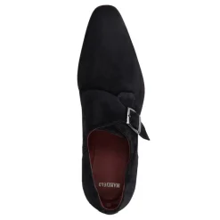 Manfield Donkerblauwe suède gespschoenen^Heren Gespschoenen