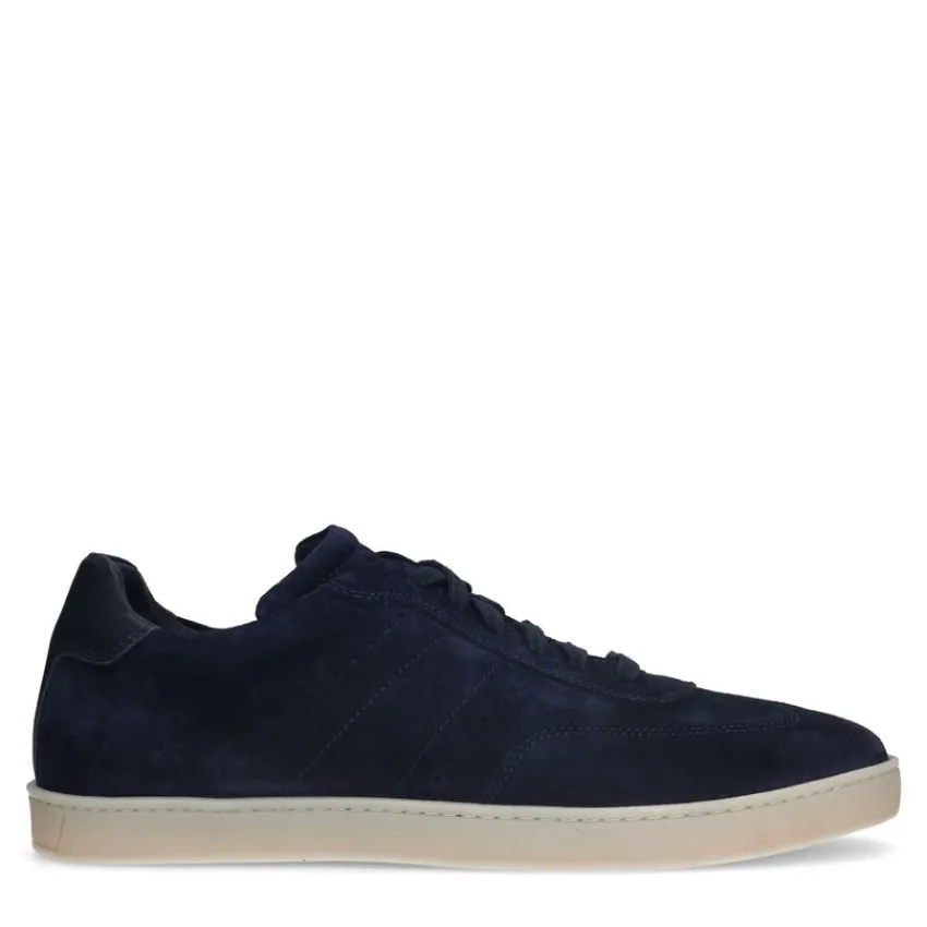 Manfield Donkerblauwe suède sneaker^Heren Sneakers