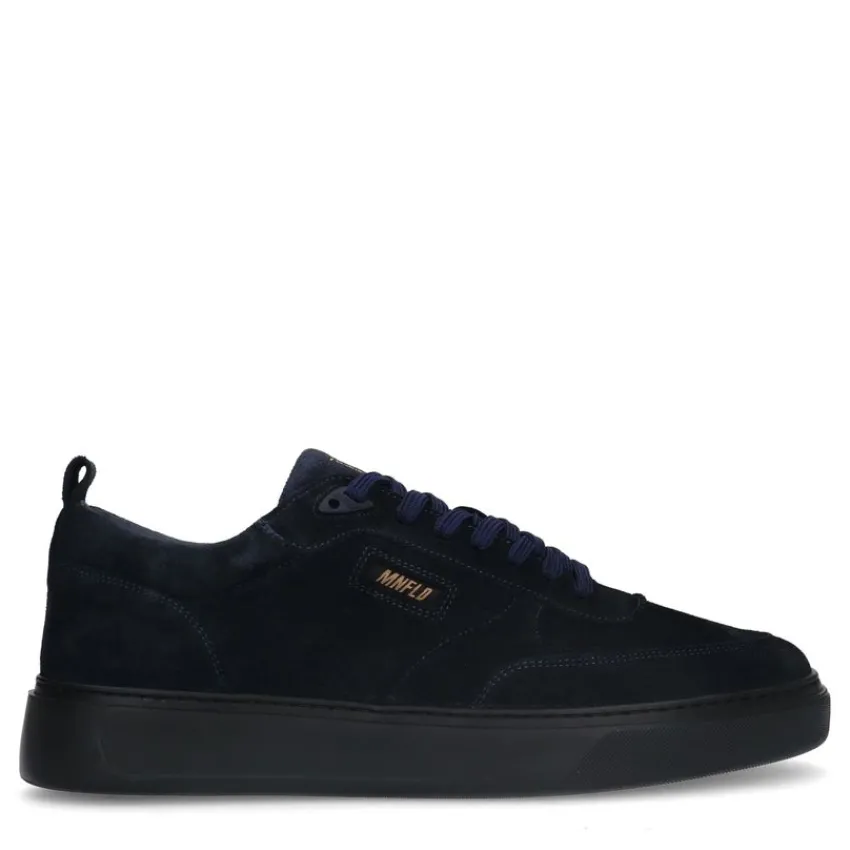 Manfield Donkerblauwe suède sneakers^Heren Sneakers
