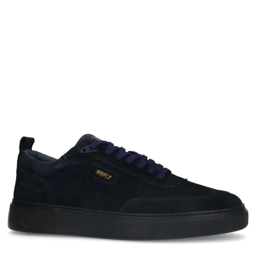 Manfield Donkerblauwe suède sneakers^Heren Sneakers
