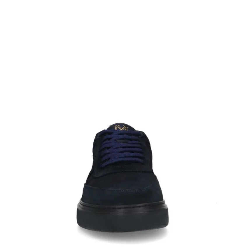 Manfield Donkerblauwe suède sneakers^Heren Sneakers