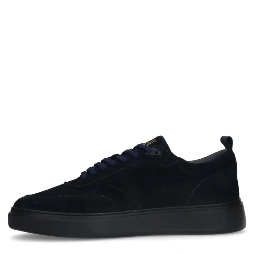 Manfield Donkerblauwe suède sneakers^Heren Sneakers