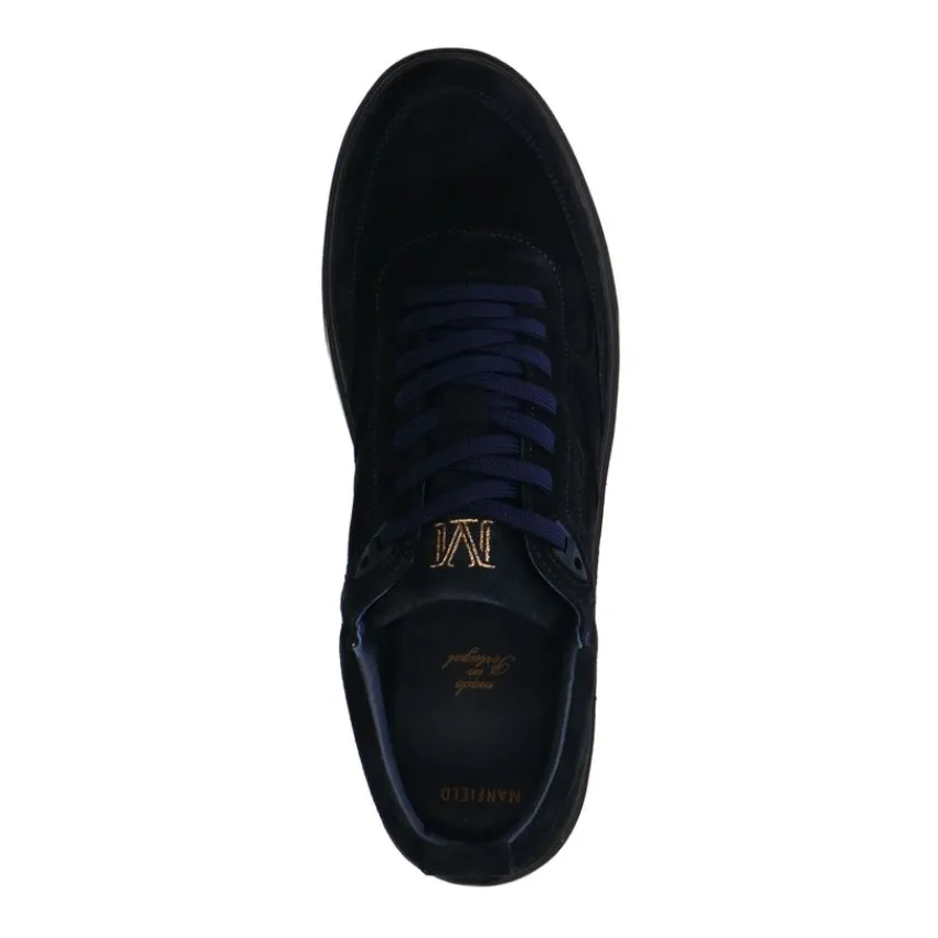 Manfield Donkerblauwe suède sneakers^Heren Sneakers