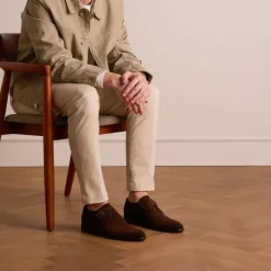 Manfield Donkerbruine gespschoenen van suède^Heren Gespschoenen