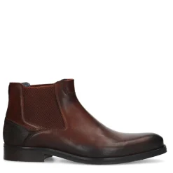 Manfield Donkerbruine leren chelsea boots^Heren Boots