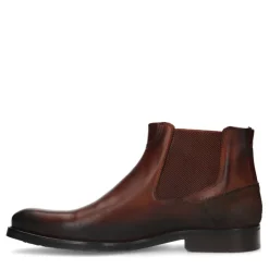Manfield Donkerbruine leren chelsea boots^Heren Boots