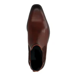 Manfield Donkerbruine leren chelsea boots^Heren Boots