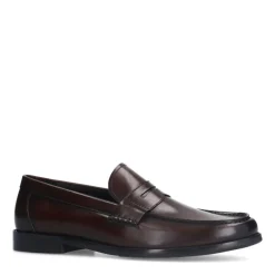 Manfield Donkerbruine leren loafers^Heren Loafers