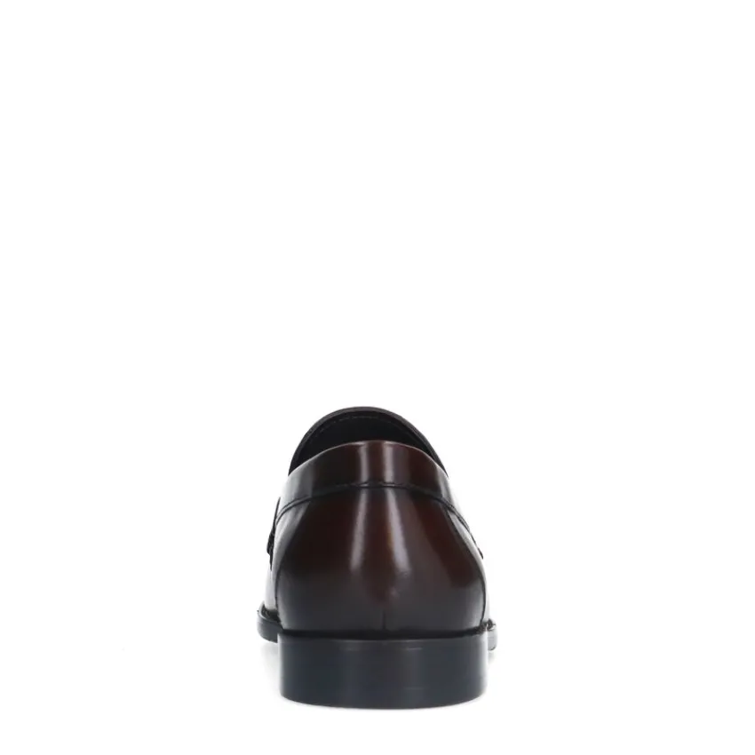 Manfield Donkerbruine leren loafers^Heren Loafers
