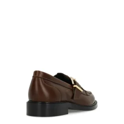 Manfield Donkerbruine leren loafers^DAMES Loafers