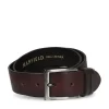 Manfield Donkerbruine leren riem^ Riemen