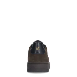 Manfield Donkerbruine leren sneakers met suède details^Heren Sneakers