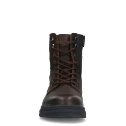 Manfield Donkerbruine leren veterboots^Heren Boots