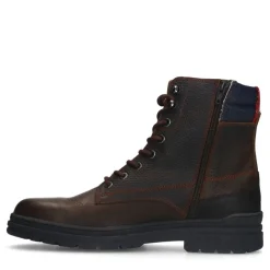 Manfield Donkerbruine leren veterboots^Heren Boots