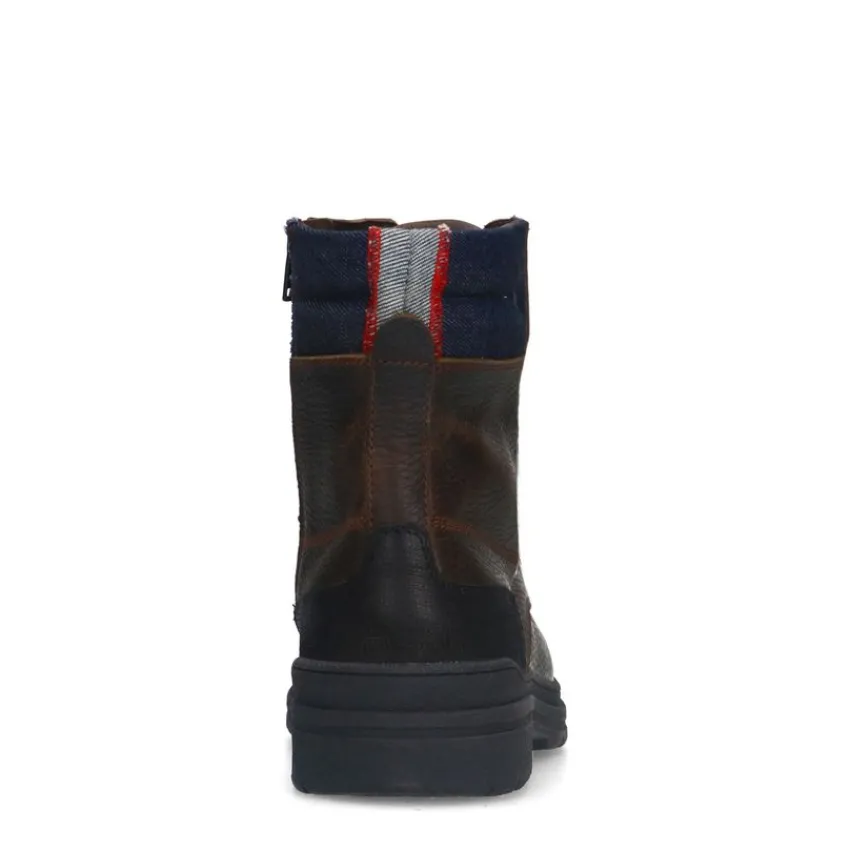 Manfield Donkerbruine leren veterboots^Heren Boots