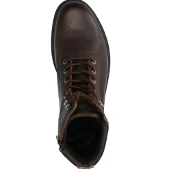 Manfield Donkerbruine leren veterboots^Heren Boots