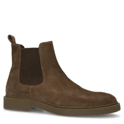 Manfield Donkerbruine suède chelsea boots^Heren Boots