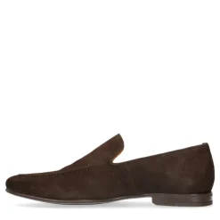 Manfield Donkerbruine suède loafers^Heren Loafers