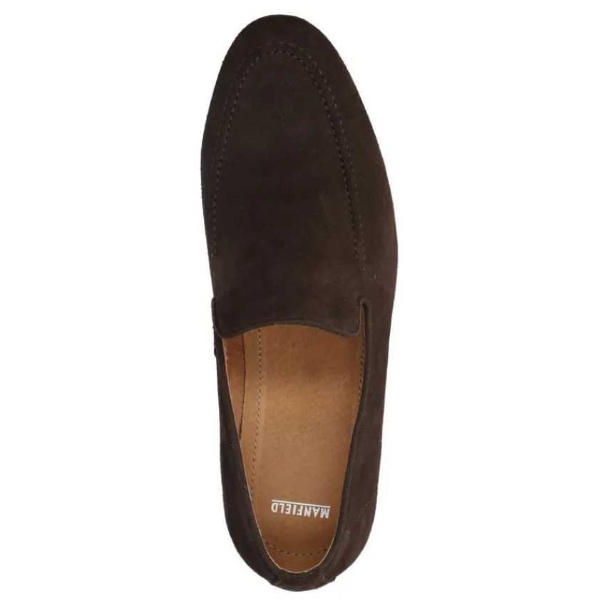 Manfield Donkerbruine suède loafers^Heren Loafers