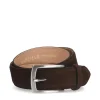 Manfield Donkerbruine suède riem^ Riemen