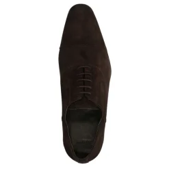 Manfield Donkerbruine suède veterschoenen^Heren Veterschoenen