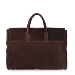 Manfield Donkerbruine suède weekendtas^Heren Heren Tassen|Weekendtassen