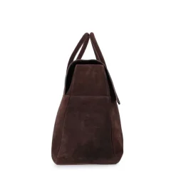 Manfield Donkerbruine suède weekendtas^Heren Heren Tassen|Weekendtassen