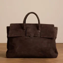 Manfield Donkerbruine suède weekendtas^Heren Heren Tassen|Weekendtassen