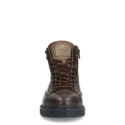 Manfield Donkergrijze leren veterboots^Heren Boots