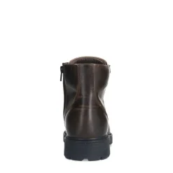 Manfield Donkergrijze leren veterboots^Heren Boots
