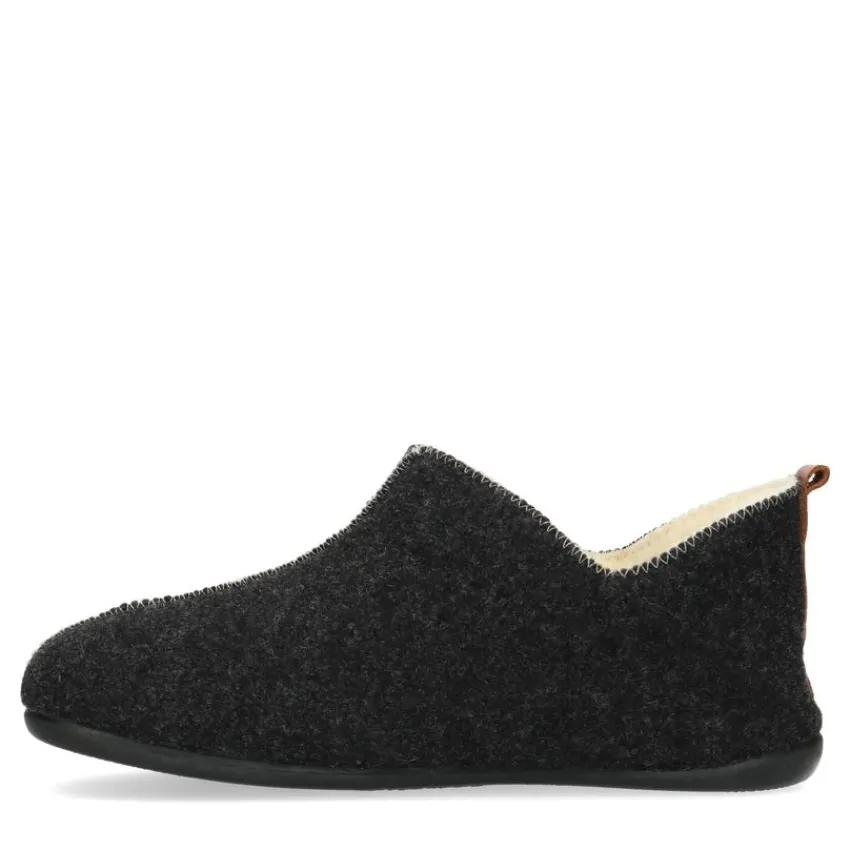 Manfield Donkergrijze pantoffels^Heren Pantoffels