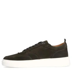 Manfield Donkergroene suède sneakers^Heren Sneakers