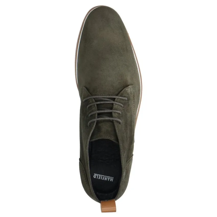 Manfield Donkergroene veterboots^Heren Boots