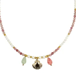 Manfield Gekleurde parelketting met schelpjes^ Sieraden