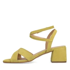 Manfield Gele suède sandalen met hak^DAMES Sandalen